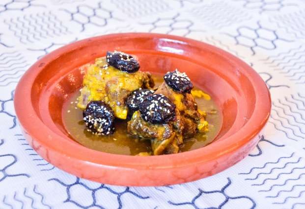 Mutton tagine with caramelised prunes