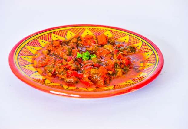 Taktouka, a roasted pepper and tomato salad