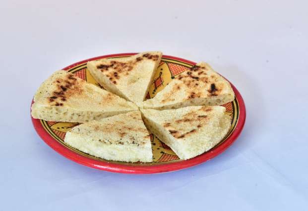 Moroccan bread cut into wedges